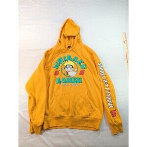 ICHIRAKU Ramen Hidden Leaf Village Yellow Sweatshirt Hoodie Size Medium 38/40